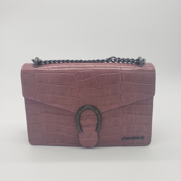422- Marina Galanti Crossbody Bag Genuine Italian Leather Rose Color NWT - Picture 1 of 13